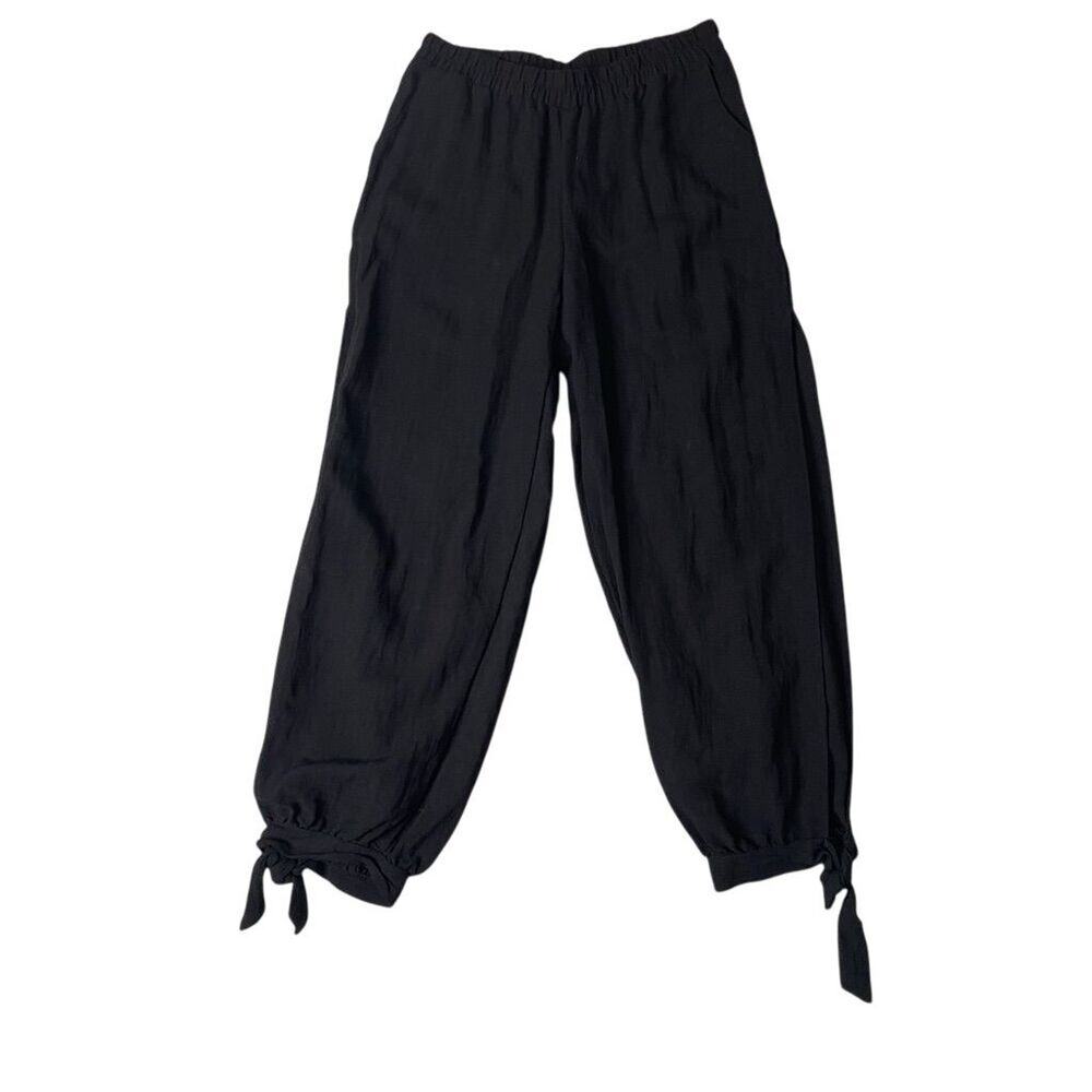Final Touch Women's Black Harem Pants Size M Elastic Waist Boho